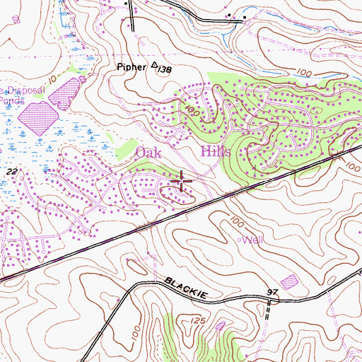 Topographic Map of Oak Hills, CA