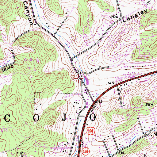 Topographic Map of Prunedale Branch Monterey County Free Libraries, CA