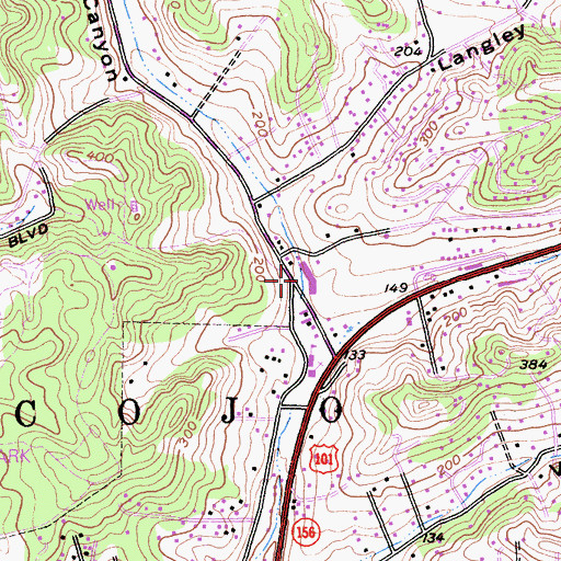 Topographic Map of Prunedale Shopping Center, CA