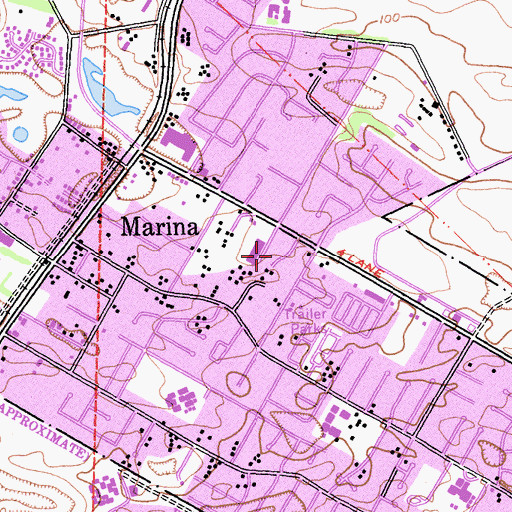 Topographic Map of Marina Post Office, CA