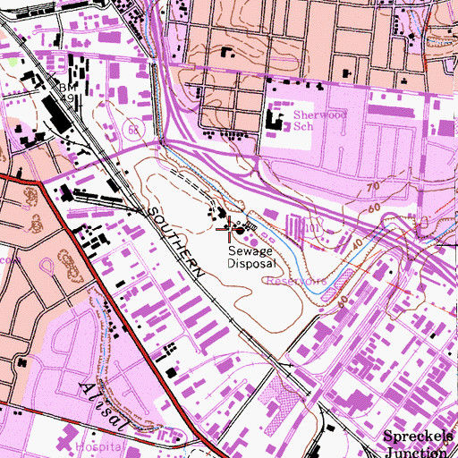 Topographic Map of Alisal Sanitary District Treatment Plant, CA