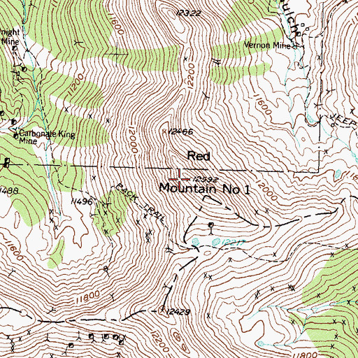 Topographic Map of Red Mountain Number 1, CO
