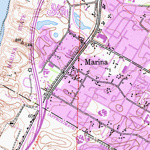 Topographic Map of First Baptist Church of Marina, CA