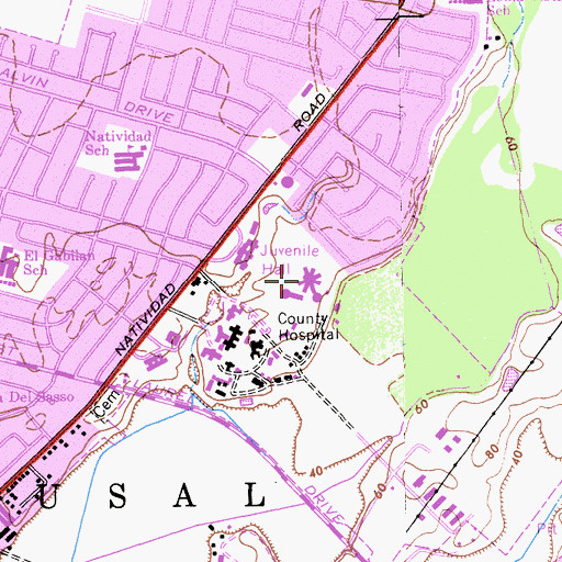 Topographic Map of Monterey County Adult Detention Center, CA
