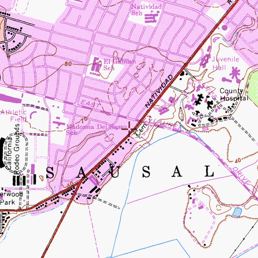 Topographic Map of Monterey County Cemetery, CA