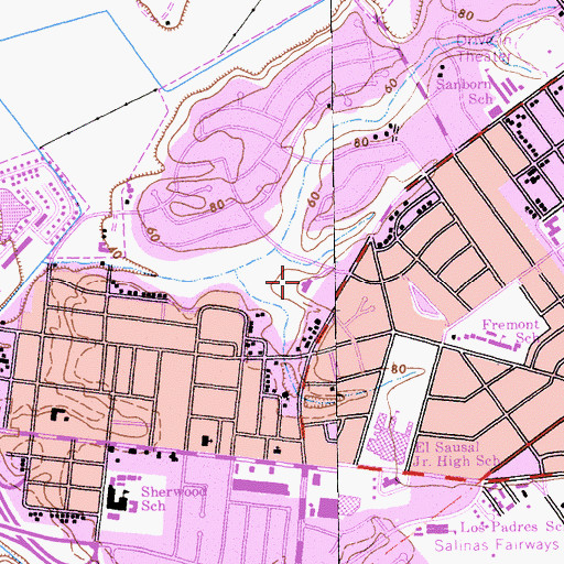 Topographic Map of Salinas Community Hospital, CA