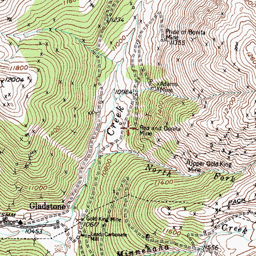 Topographic Map of Red and Bonita Mine, CO