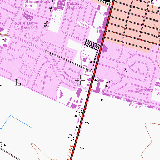 Topographic Map of Star Center Shopping Center, CA