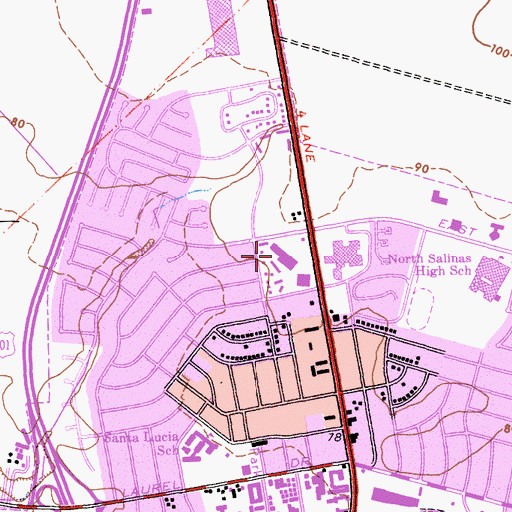 Topographic Map of Alvin Square Shopping Center, CA