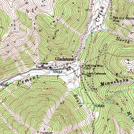 Topographic Map of Gladstone (historical), CO