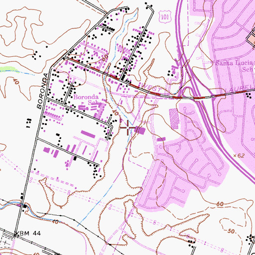 Topographic Map of Laurel West Plaza Shopping Center, CA