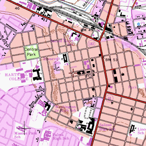 Topographic Map of Monterey County Law Library, CA