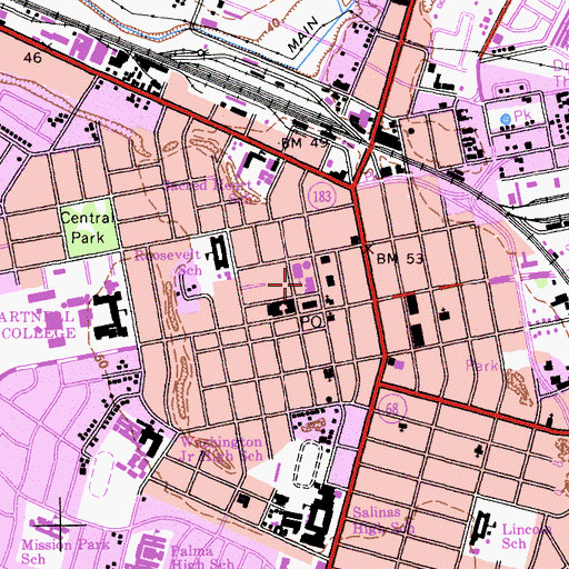 Topographic Map of Salinas City Hall, CA