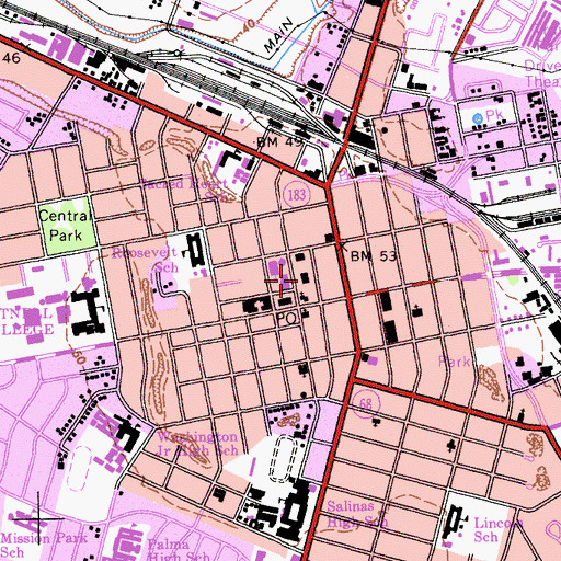 Topographic Map of Salinas Civic Club, CA