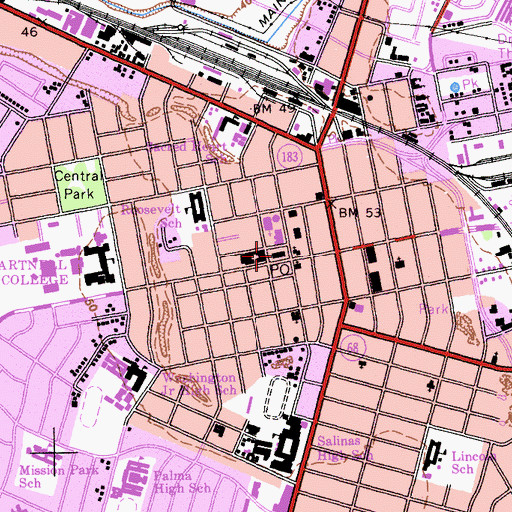 Topographic Map of John Steinbeck Post Office, CA