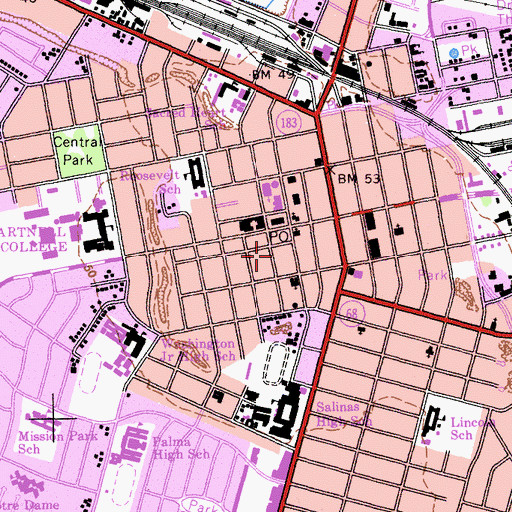 Topographic Map of Salinas Recreation Center, CA