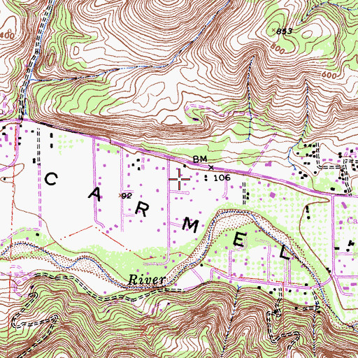 Topographic Map of All Saints Episcopal Church, CA