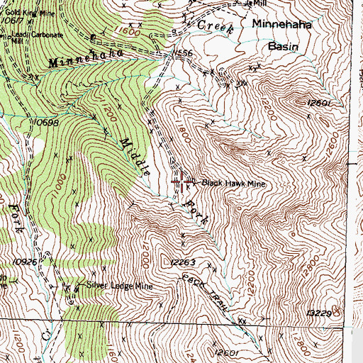 Topographic Map of Black Hawk Mine, CO