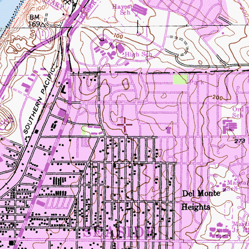 Topographic Map of First Baptist Church of Seaside, CA
