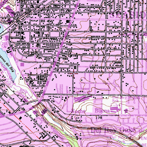 Topographic Map of First Southern Baptist Church, CA