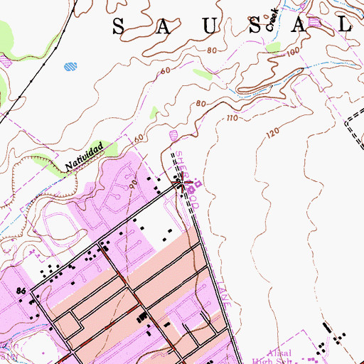 Topographic Map of Frank Paul Elementary School, CA