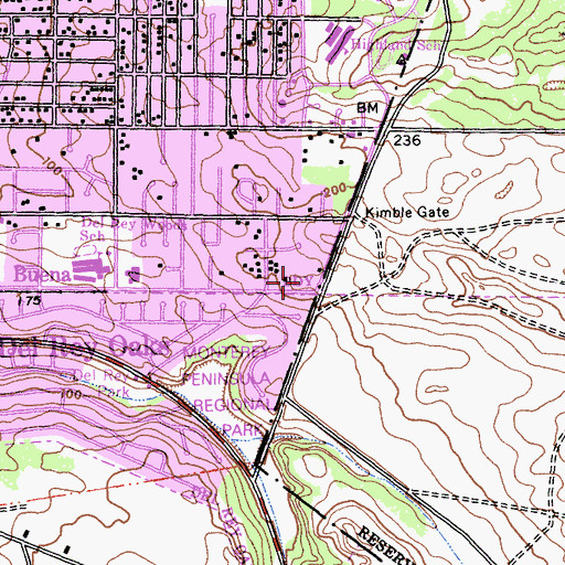 Topographic Map of Peninsula Adventist School, CA