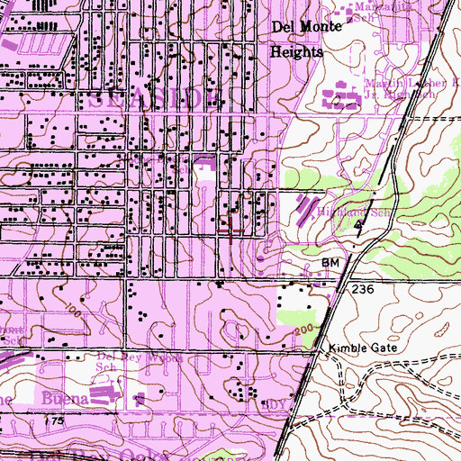 Topographic Map of New Hope Baptist Church, CA