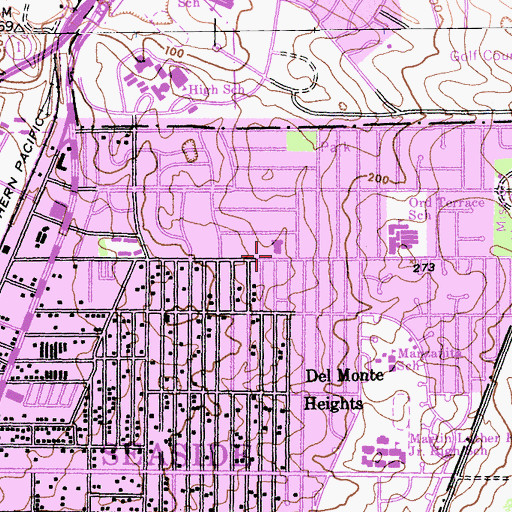 Topographic Map of Pentecostal Outreach Center, CA
