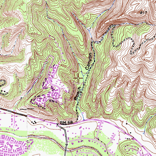 Topographic Map of Roach Canyon Park, CA