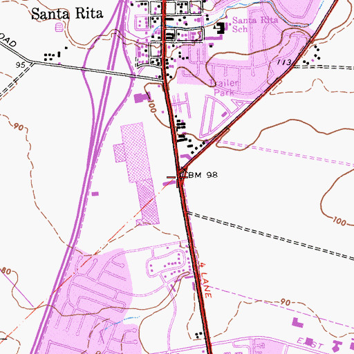 Topographic Map of Salinas Shopping Center, CA
