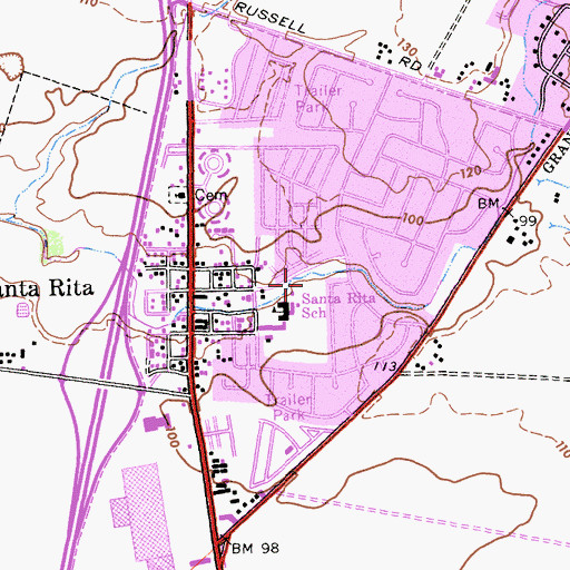 Topographic Map of Santa Rita Park, CA