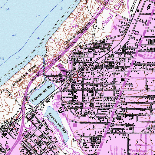 Topographic Map of Seaside Chamber of Commerce, CA