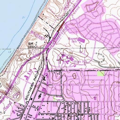 Topographic Map of Seaside High School, CA