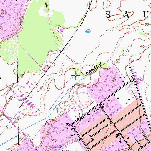 Topographic Map of Virginia Rocca Barton Elementary School, CA