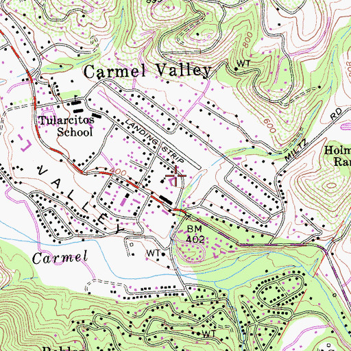 Topographic Map of Carmel Valley Post Office, CA