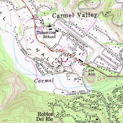 Topographic Map of Carmel Valley Shopping Center, CA