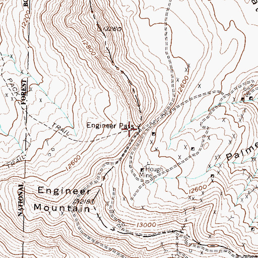 Topographic Map of Engineer Pass, CO