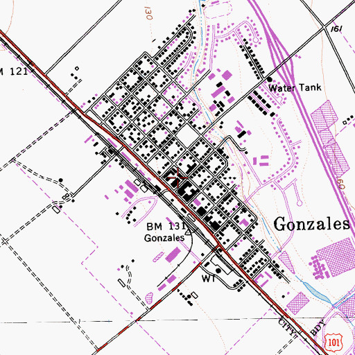 Topographic Map of Gonzales Post Office, CA