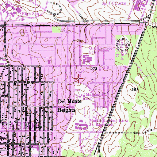 Topographic Map of Lincoln Cunningham Park, CA