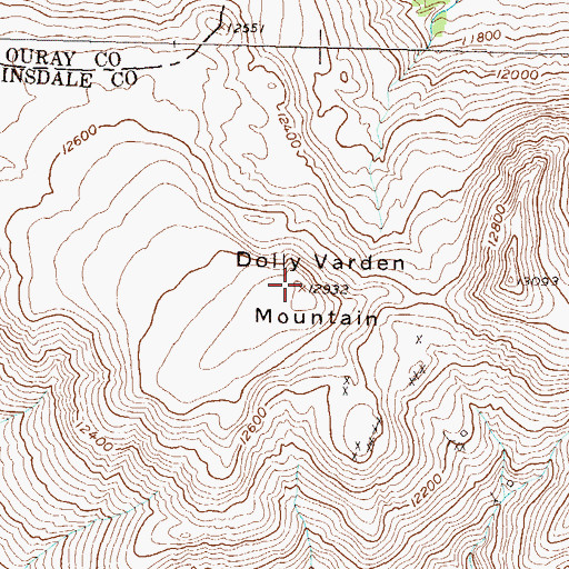 Topographic Map of Dolly Varden Mountain, CO