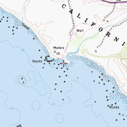 Topographic Map of Molera Point, CA