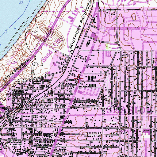 Topographic Map of Olympia Plaza Shopping Center, CA