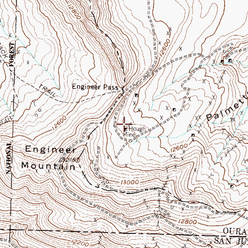 Topographic Map of Hough Mine, CO