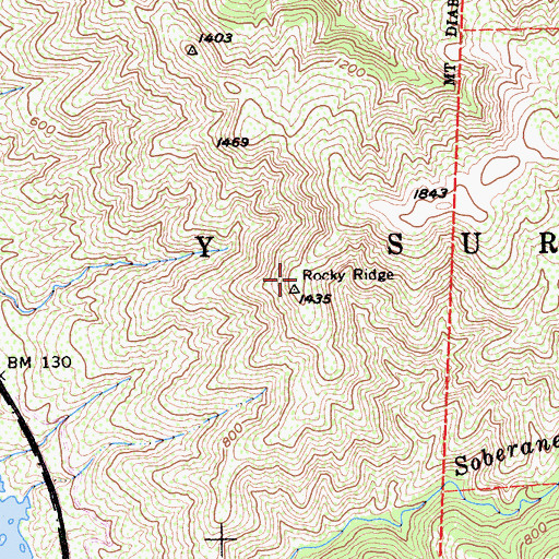 Topographic Map of Rocky Ridge Trail, CA