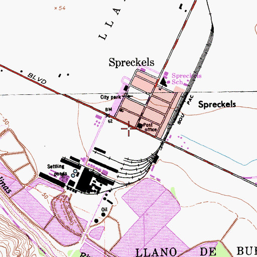 Topographic Map of Spreckels Post Office, CA