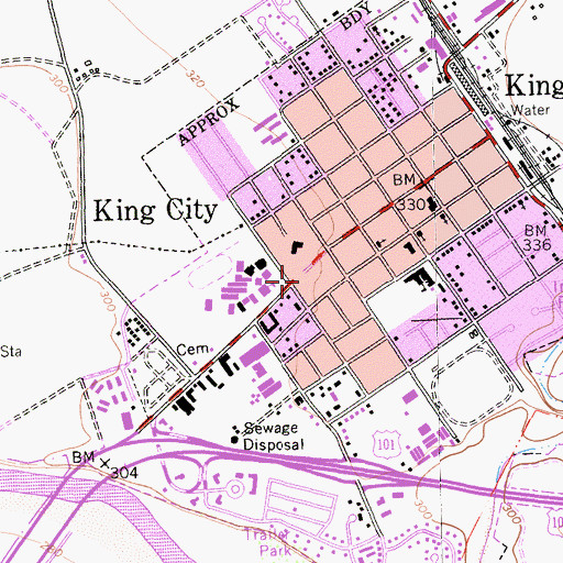 Topographic Map of Berean Grace Church of Southern Monterey County, CA