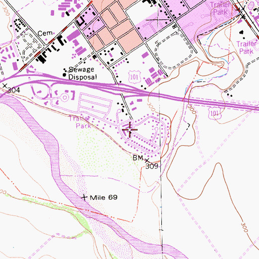 Topographic Map of Forden Park, CA