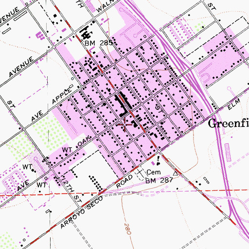 Topographic Map of Greenfield Branch Monterey County Free Libraries, CA