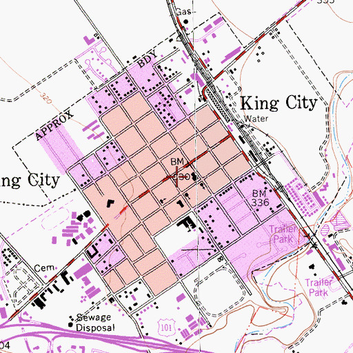 Topographic Map of King City Branch Monterey County Free Libraries, CA