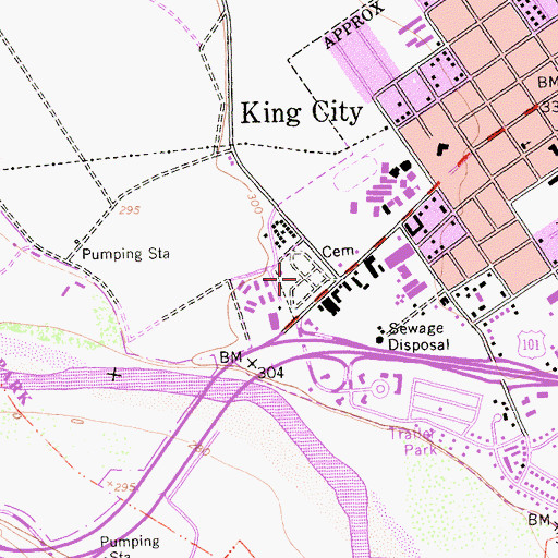 Topographic Map of King City Cemetery, CA